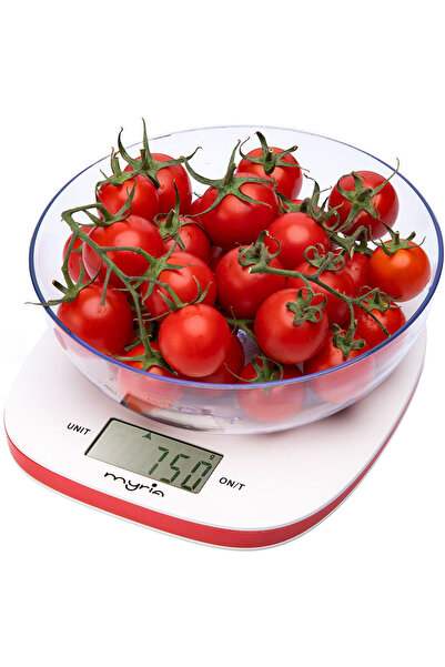 MyRia Cântar de bucătărie MY4401RD, capacitate 5 kg, afișaj LED, oprire automată, roșu