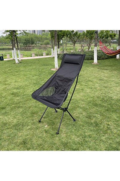 Choice كرسي تخييم محمول أسود اللون خارجي مصنوع من قماش أكسفورد قابل للطي ومقع...