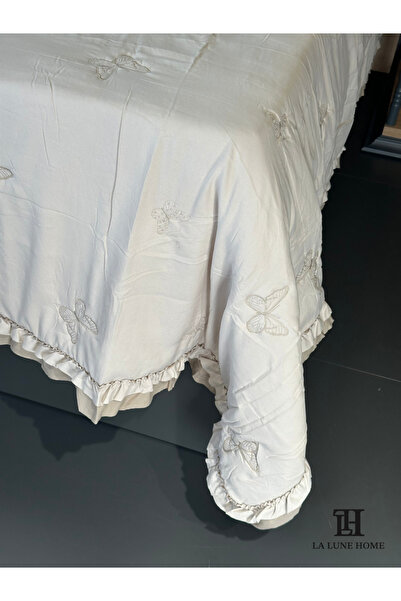 la lune home LA LUNA HOME LİKYA NAKIŞLI ÇİFT FIRFIRLI TEK KİŞİLİK YATAK ÖRTÜSÜ