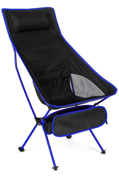 Choice كرسي تخييم خارجي محمول أزرق داكن من قماش أكسفورد قابل للطي ومقعد تخييم...