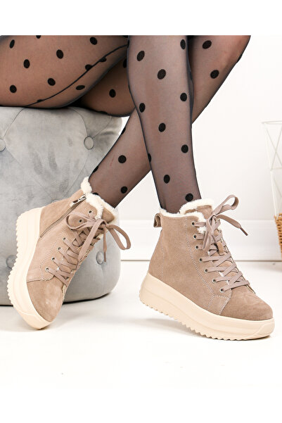 starlike Women's boots, natural suede, khaki F002-296
