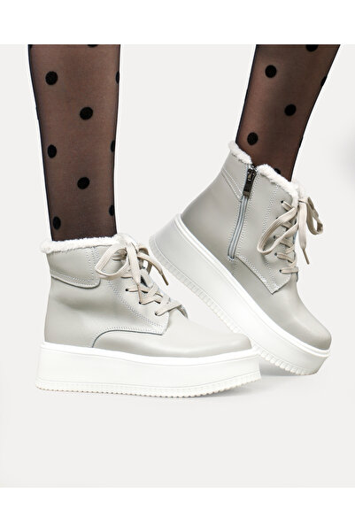 starlike Women's boots, natural leather, gray T7018