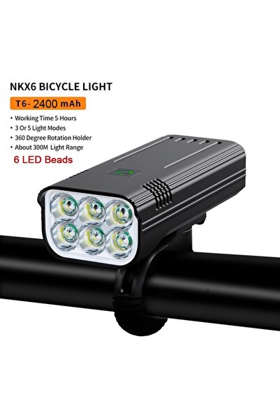 Choice 2400mAh NATFIRE 6LED 10000 mAh Bike Light Rainproof USB Rechargeable LED Bicycle Light Super Bright