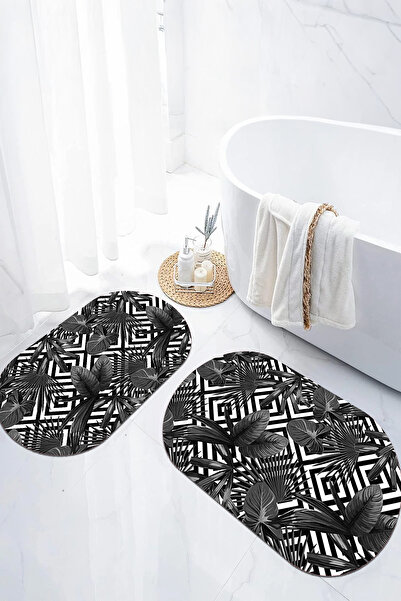 EVİMSEN Set de scaune pentru toaletă cu covoraș de baie oval, cu model de fru...