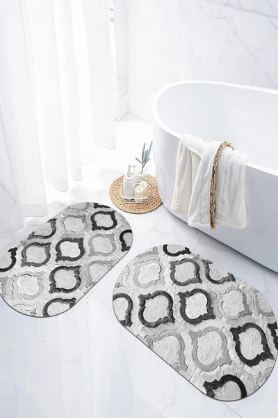 EVİMSEN Covoraș de baie oval cu model, cu bază digitală anti-alunecare, lavab...