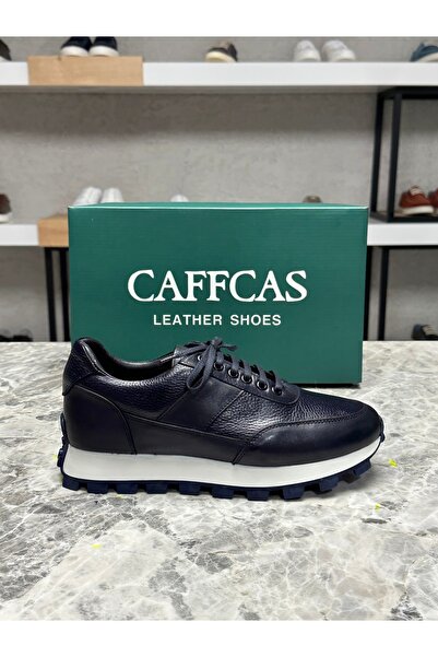 Caffcas Hakiki Deri Lacivert Spor Casual Erkek Ayakkabı Torr-01