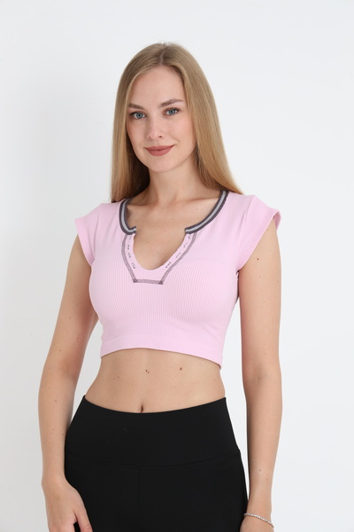 Serena Women's short-sleeved crop top – pink