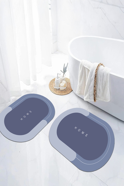 EVİMSEN Set de scaune pentru toaletă cu covoraș de baie oval, lavabil, cu baz...