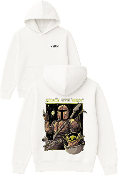 VSRN روك هو الطريقة التي يتم تصميمها مطبوع قصة فضفاضة سويت شيرت أبيض بغطاء رأس