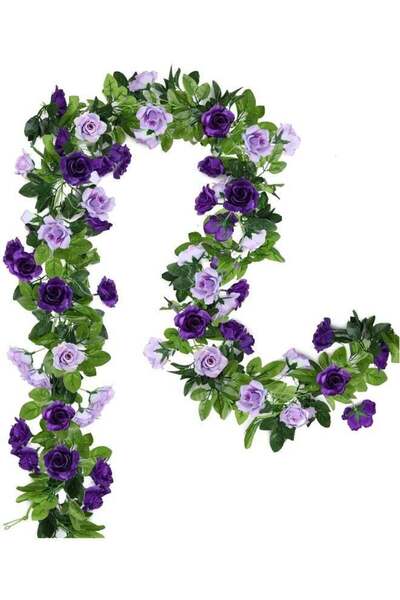 Generic Purple Silk Flower Garlands 2 Pack 15.8 FT Fake Rose Vines for Weddin...
