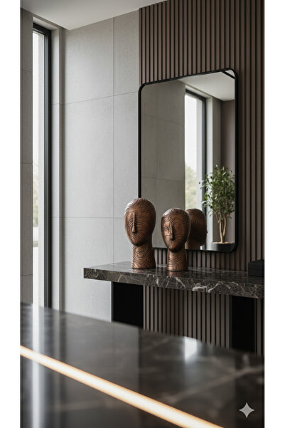 Dekoromi Dekoratif 2'li Kadın Suratı Heykel Biblo 3D El Boyaması (28x12cm)