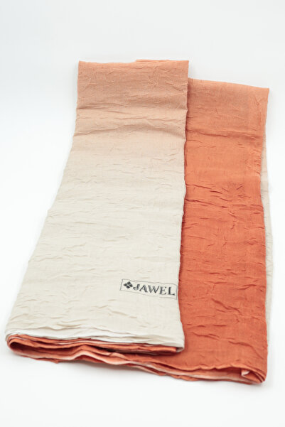 DİJİTAL SOFT DEGRADE ŞAL TURUNCU-BEJ-KAYMAZ YUMUŞAK DOKULU-DÖRT MEVSİM-ŞAL ASKISI VE İĞNE HEDİYELİ