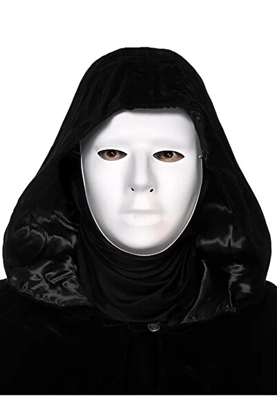 KTT Black Hooded 120 cm Cape and White Paintable Full Face Mask Stylishly Designed Functional Product