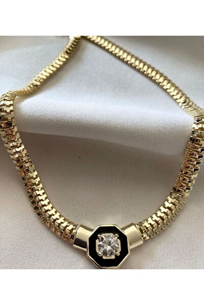 GÜLNAR BİJUTERİ قلادة سيريني ساريكيا ليلى موديل مرصعة بالأحجار