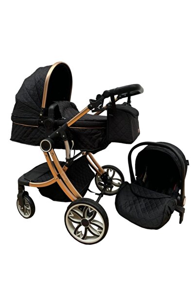 L-Sun 3-in-1 Egg Stroller with Built-in Bassinet and Car Seat, 0-36 months, Black