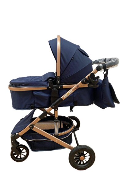 L-Sun 2-in-1 Baby Stroller Pram and Seat, Reversible Handle with Suspension, 0-36 months, Navy
