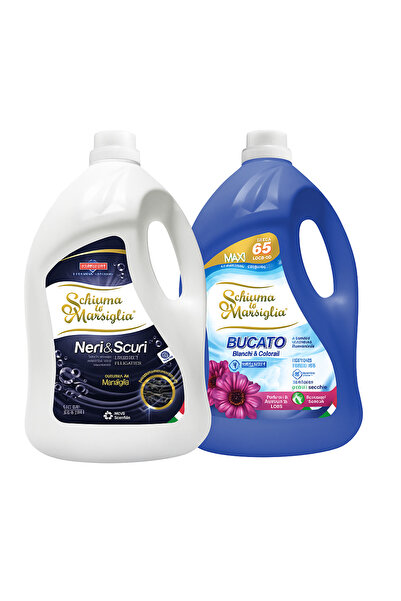 Schiuma di Marsiglia Pachet Promo – Bucato Bianchi & Colorati Ametista Rosa + Neri & Scuri, 2x5L