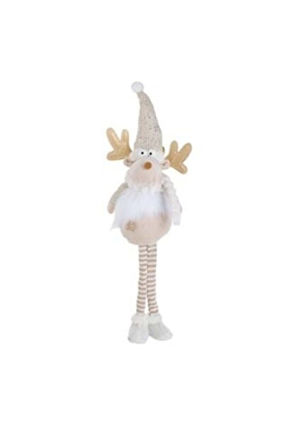 Silver Star Christmas Decorative Figurine - Ecru Reindeer with Knitted Hat 65 cm