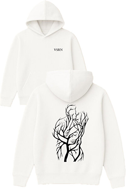 VSRN تصميم بشري من دالاردان مطبوع قصة فضفاضة سويت شيرت أبيض بغطاء رأس