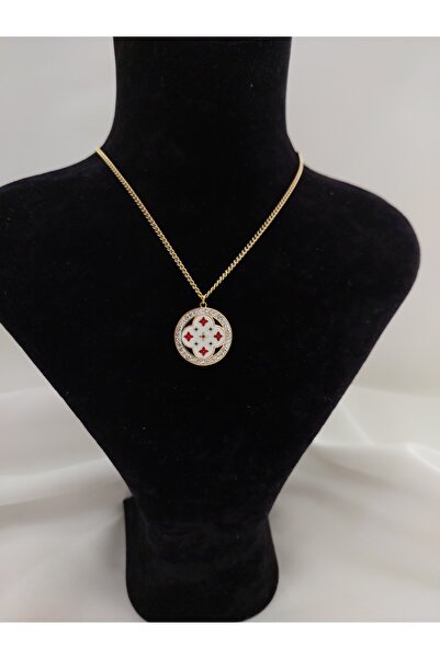 Çelik Zirkon Taşlı Yonca Kolye - 45 cm