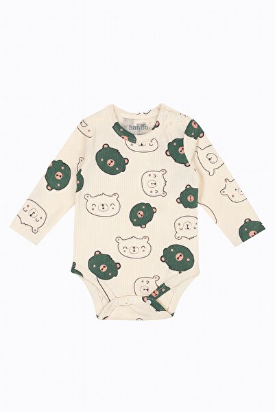 Le Touche Bear Embroidered Baby Romper 3-Piece Romper Set Sleeved Bodysuit with Pockets Romper and Socks Baby Outfit 3-6-9 Months