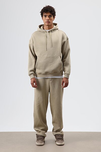 VAMOSCLO Basic Oversized Washable Hoodie Khaki