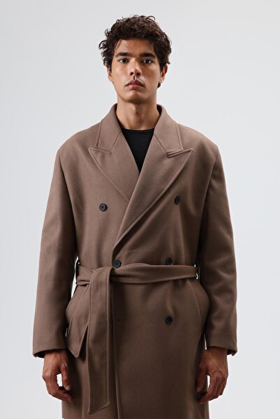 VAMOSCLO oversized διπλό πέτο Παλτό Κασέ Καφέ