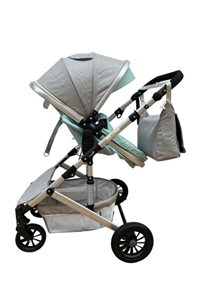 L-Sun 2-in-1 Baby Stroller (Carrycot & Sports Seat), Reversible Handle, Suspensions, 0-36 months, Gray/Tur
