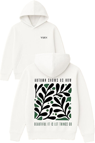 VSRN سترة ثينجز جو ديزاين مطبوع قصة فضفاضة بيضاء بغطاء رأس