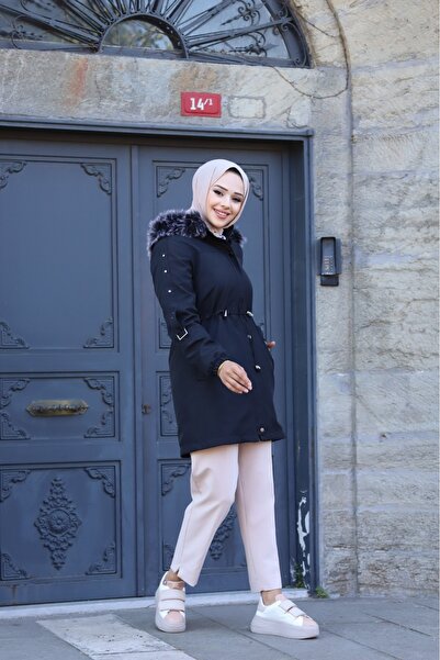 Vibeys Moda Palton și haină de iarnă cu blană în interior și impermeabilă