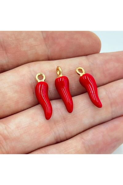 yfhobi 1 Adet - Üç Boyutlu Mineli Biber Desen Uç, Charm Uç, Altın Kaplama 1.K...