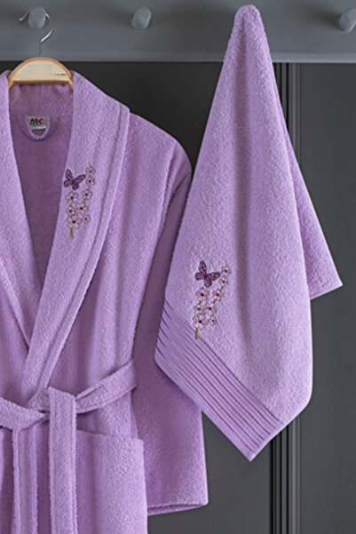 HRN Textile Σετ μπουρνούζι 2 τεμαχίων με βαμβακερό κέντημα Alya (μπουρνούζι + πετσέτα)