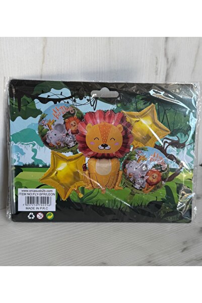 maycup Safari Happy Birthday Themed Foil Balloon Set of 5