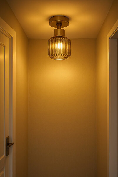 Uçar Eriksen Modern Tasarım Antre Hol Mutfak Çocuk Odası Plofonyer Tavana Sıfır Minimal Camlı Tekli Avize