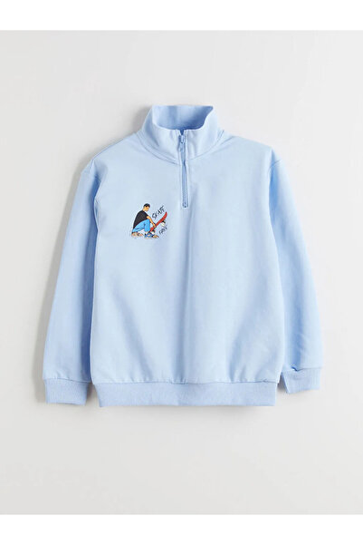 LC Waikiki LCW ECO Blue guler ridicat Swea pentru băieți tricou