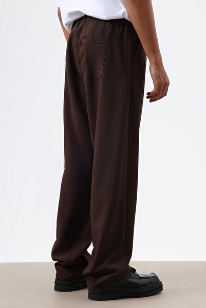 VAMOSCLO Baggy Fit Fabric Pants Coffee