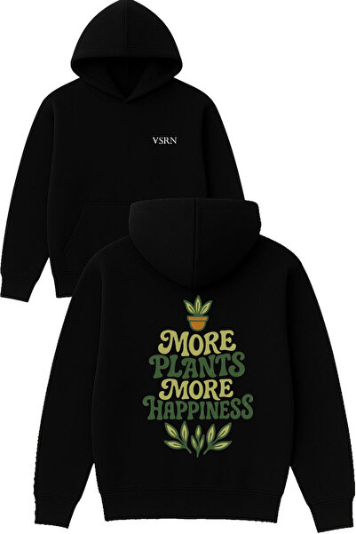 VSRN Mai multe plante, mai mult design. Hanorac negru supradimensionat cu imp...