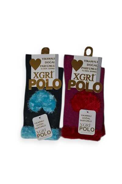 MultiPa Xgri̇ Polo Bird Feather Cotton Women's Socks 2 Pairs