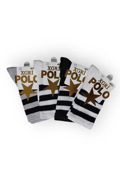 MultiPa Xgri̇ Polo Circle Patterned Cotton College Socks 5 Pairs