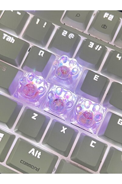 Choice Multicolored 4Pcs New Hot Sale Translucent Cat Claw Keycap Cross Axis Mechanical Keyboard Keycap Dec