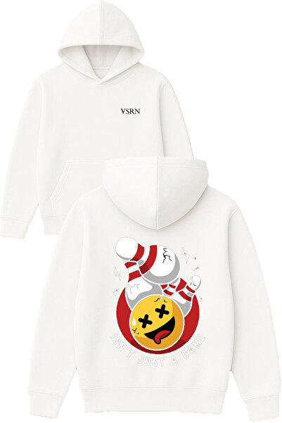 VSRN ليس مجرد لعبة تصميم مطبوع قصة فضفاضة سويت شيرت أبيض بغطاء رأس