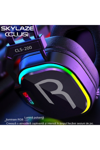 Skylaze Casti Gaming Skylaze® Colusi CLS, RGB, Surround HD, Microfon ANC, Difuzoare 50mm, PC/PS/Xbox, Negru