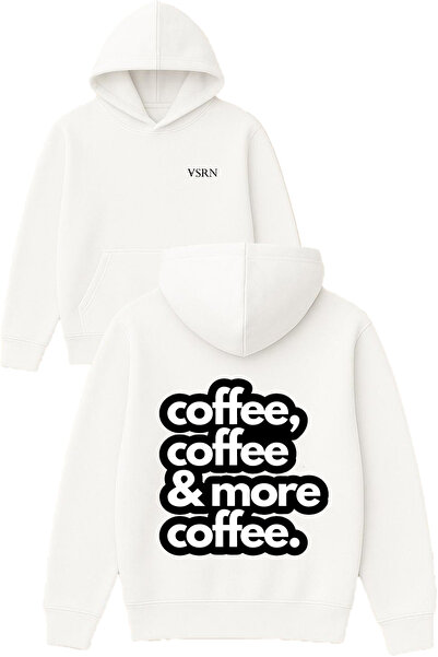 VSRN Coffee coffee Hanorac alb supradimensionat cu glugă și imprimeu design