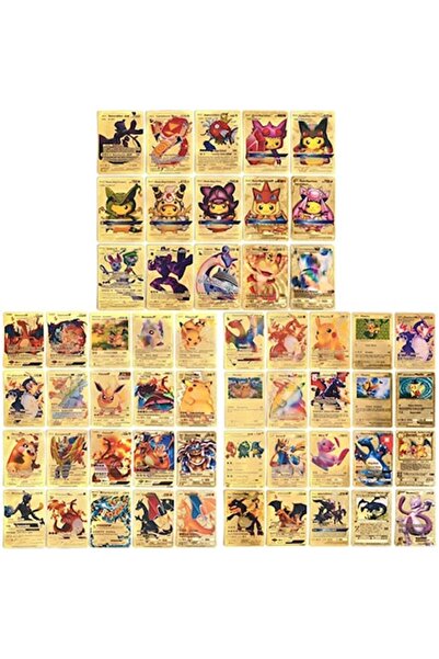 victiny Set de 50 de cărți Pokémon aurii aleatorii, rare