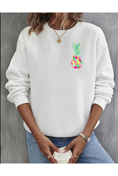 Tubinyoo سويت شيرت ملون صغير الحجم على شكل أناناس مطبوع برقبة دائرية و3 خيوط