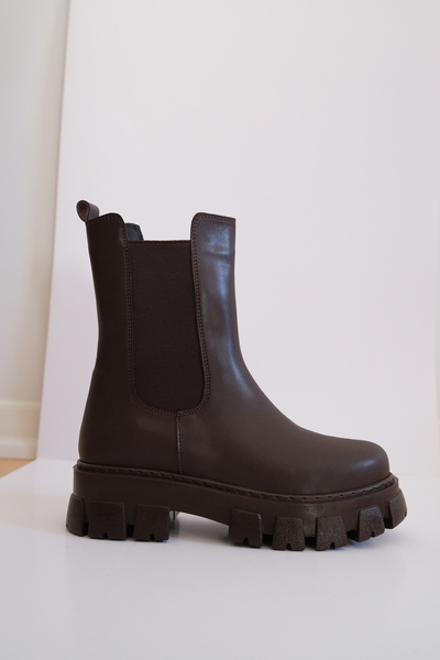 Munshoes Ghete de damă din piele maro lux