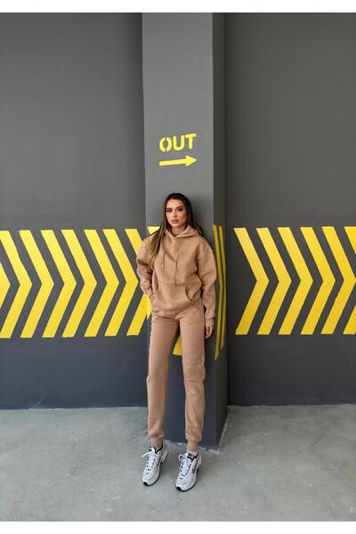 ANATOLIATEKSTILE Women's Tracksuit Set – Hooded and Pants, Urban Casual Style