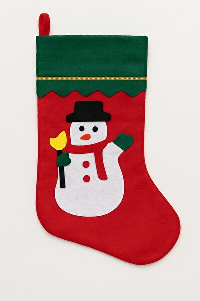 TOYFEST Χριστουγεννιάτικη κάλτσα με μοτίβο χιονάνθρωπου από τσόχα Διακοσμητικό τσαντάκι δώρου Χριστουγεννιάτικο στολισμό