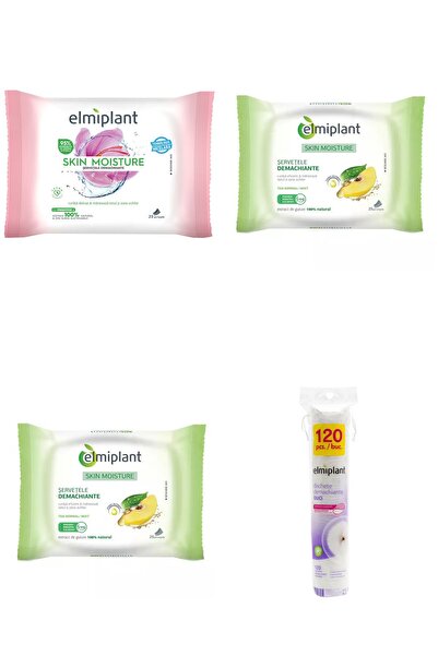 ELMIPLANT Set 4 Mixt: 1x Servetele demachiante ten uscat sensibil Skin Moisture, 25, 2x Servetele de