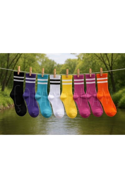 çorapdunyam 7-Pack Striped Cotton Combed College Tennis Socks